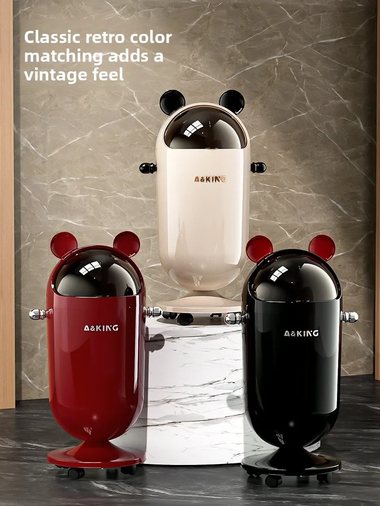 

High Capaci Luxury Tra Can for Living Room Kitchen Bedroom Batoom Arnoxin 5L Oval ape Rotating Cover Household Waste...