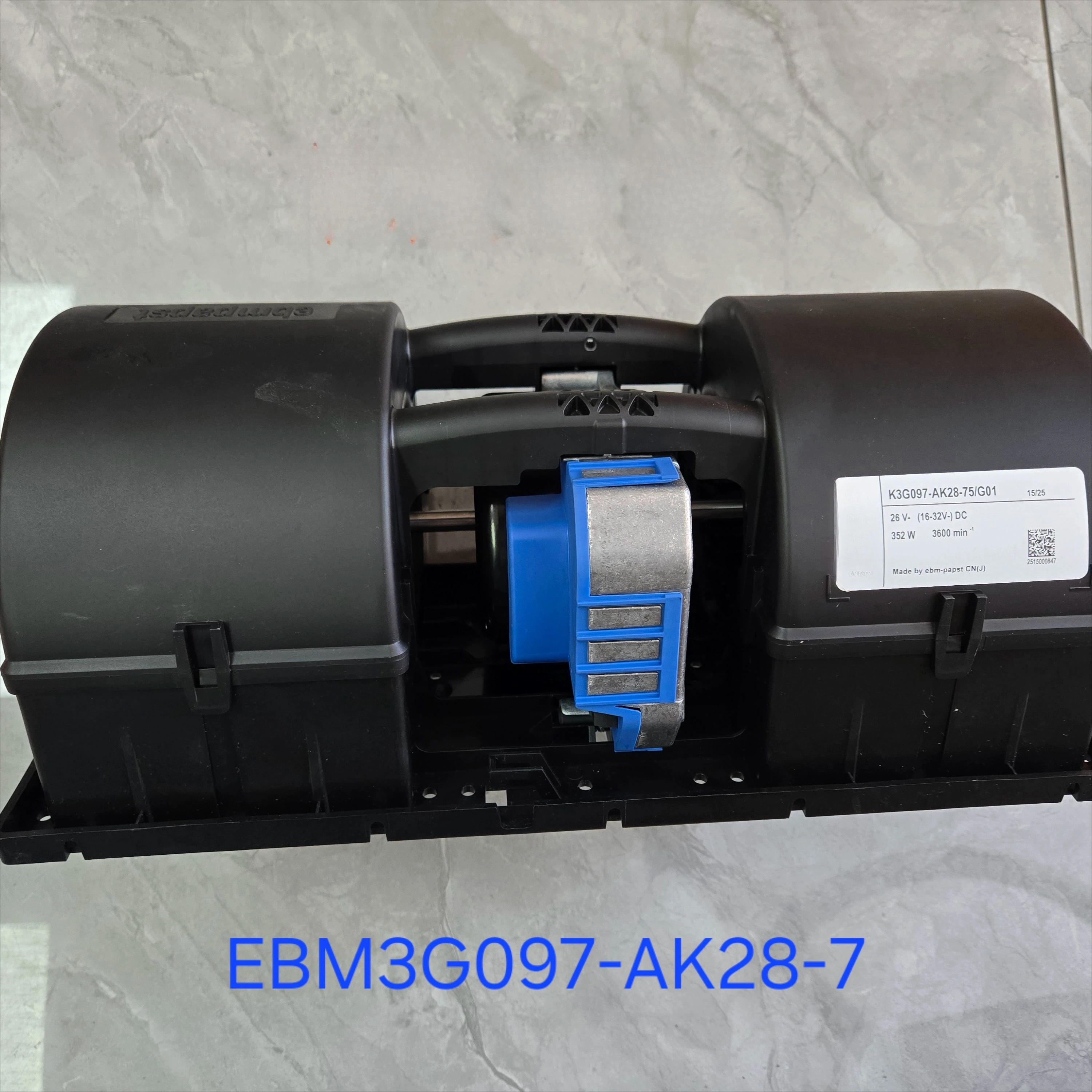 Ventilador evaporador sin escobillas K3G097-AK28-7EBM para coche de pasajeros, aire acondicionado, vehículo de ingeniería, soplador de 24V