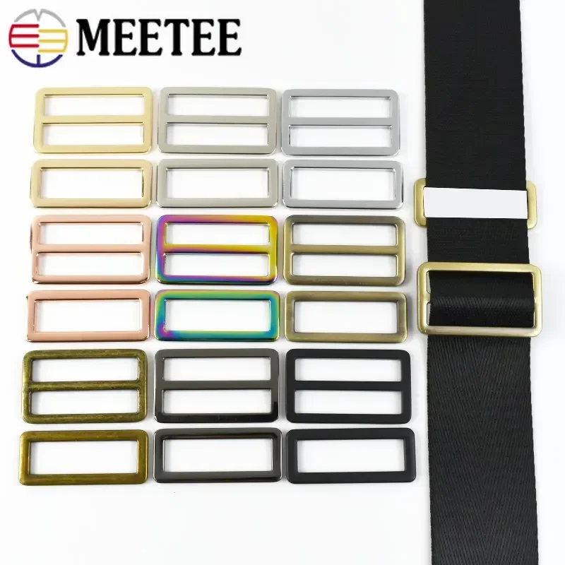 Meetee 38mm 20/50Pcs Metal Ring Buckles Tri-Glide Adjust Clasp Bag Straps Slider Hook DIY Webbing Belt Buckle Adjustable Button