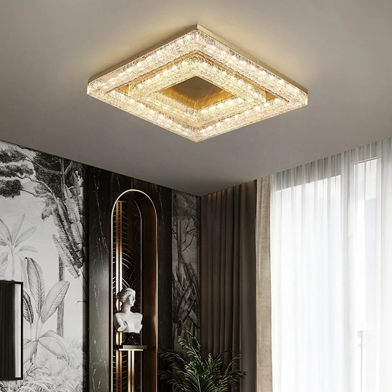 Aipaite Modern Resin Round/Square Dining Room Ceiling Light Gold Foil LED Living Room Light Bedroom Bedside Lamp