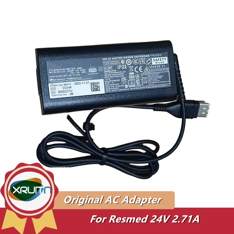 Original 24V 2.71A 65W AC Adapter for ResMed AirSense 11 AutoSet Elite CPAP Power Supply ResMed Air11 S11 39205 E1399 Charger