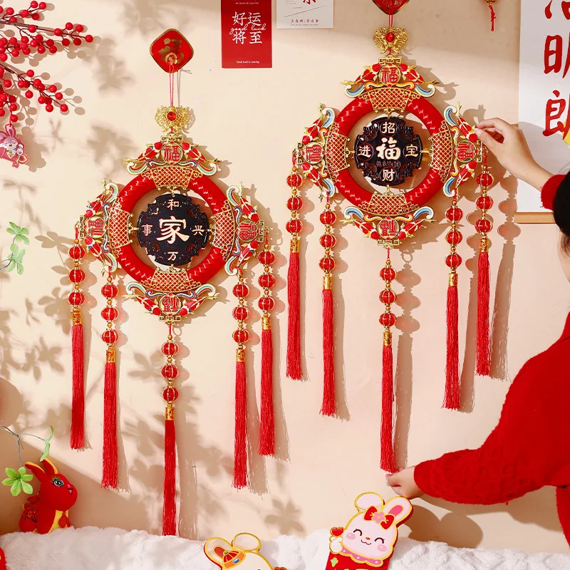 

Large Sizes Chinese Knot Red New Year Decor Lucky Character Pendant for Living Room Entrance TV Wall Spring Festival Celebration