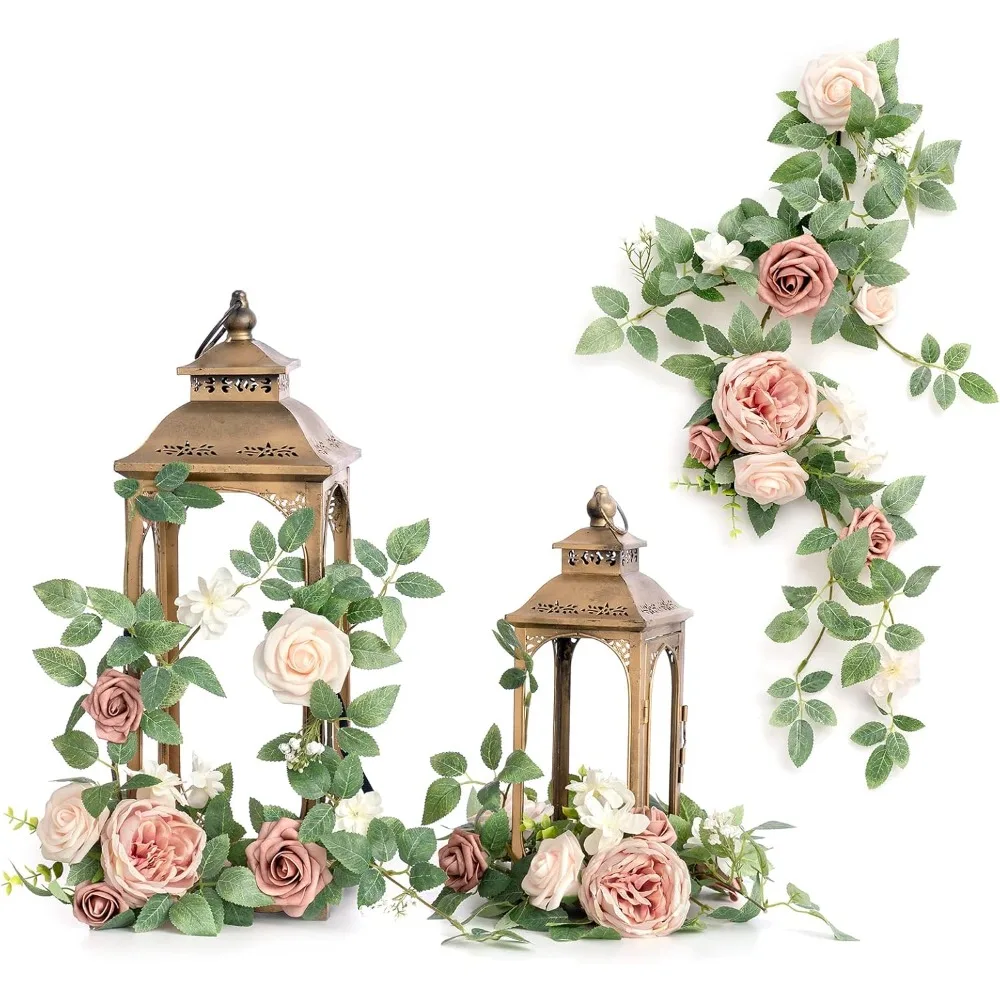 

moment 6Pack 1.8ft Artificial Flowers Garland Dusty Rose Lantern Arch Floral Centerpieces Wedding Aisle Decor Chair Flower