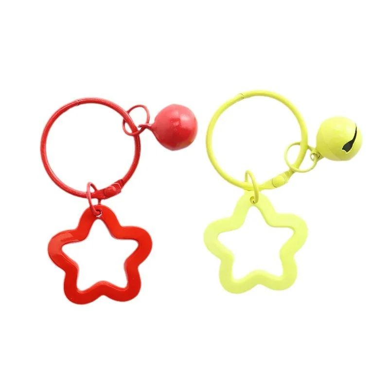 200pcs/set Cute Stars bell Roll Key Chain Kawaii Keyring Keyring Schoolbag Pendant Accessories