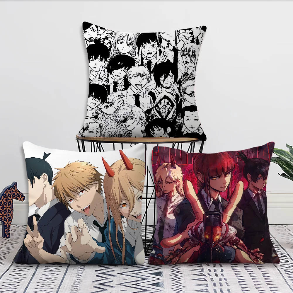 Hot Anime Comfortable soft Pillow Case for Sofa Living Room Home office C-Chainsaw M-Man Decor and Protective Covers