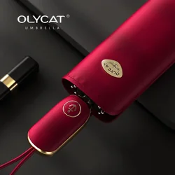 OLYCAT Guarda-chuva plano automático feminino verão dobrável guarda-sol UV para meninas à prova de vento guarda-sóis de luxo ao ar livre