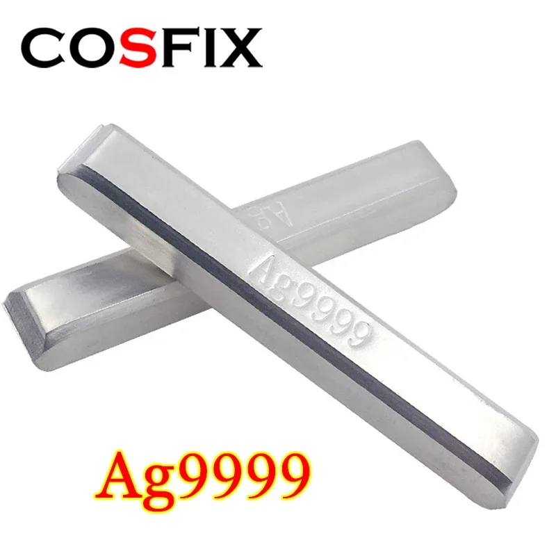 COSFIX 10-50g Sterling Silver Bullion 9999 Silver Ingot Material, Each Bar with Stamp Ag9999 Pure 999 Silver Bars