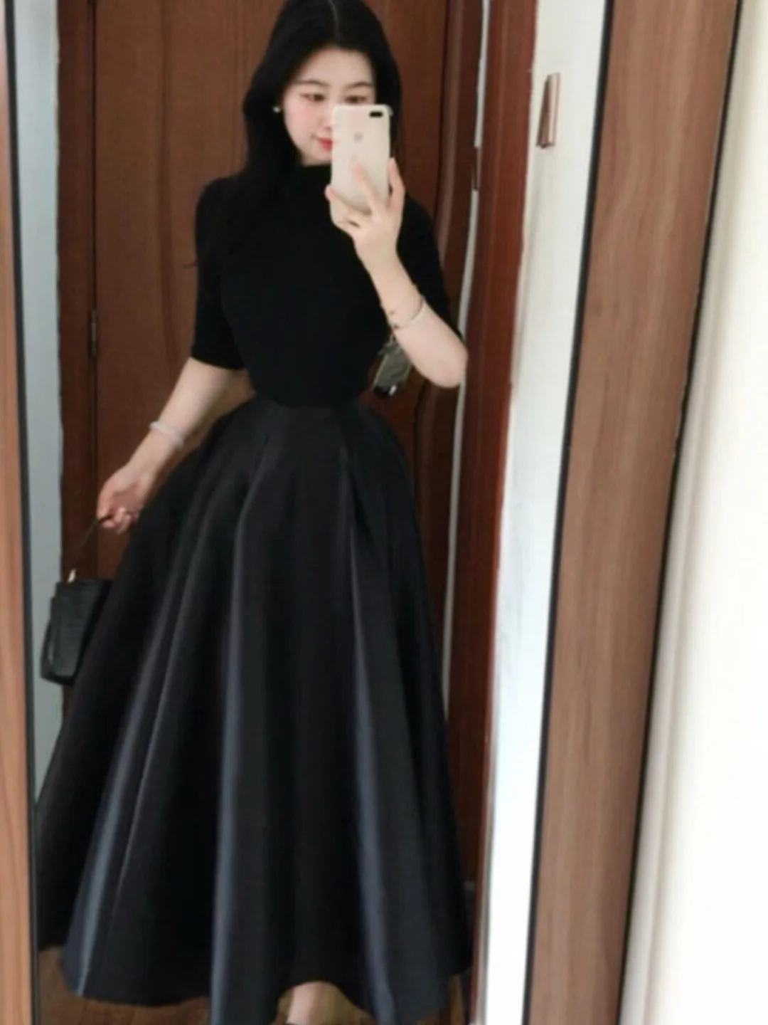 

Korean Style Two-Piece Set Elegant Top And Half Skirt Summer Fashion Outfit Comfortable High Waist Long Skirt round Neck T-Shirt