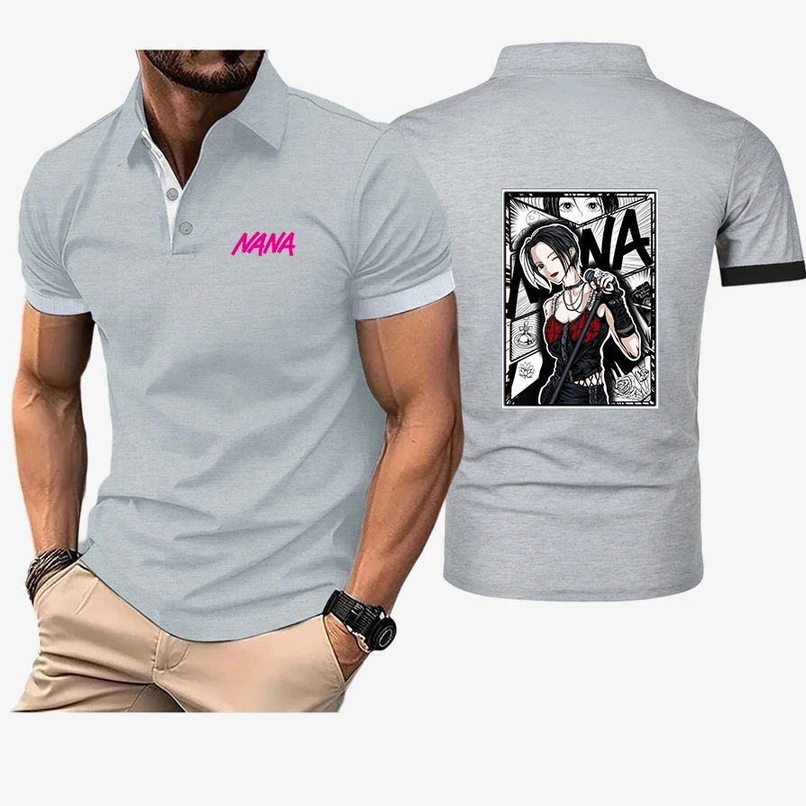 Japanese Anime Nana Osaki Printing 2026 New Man's Summer Solid Color Short Sleeve High Quality Slim Fit Polo Shirt Tops view 2
