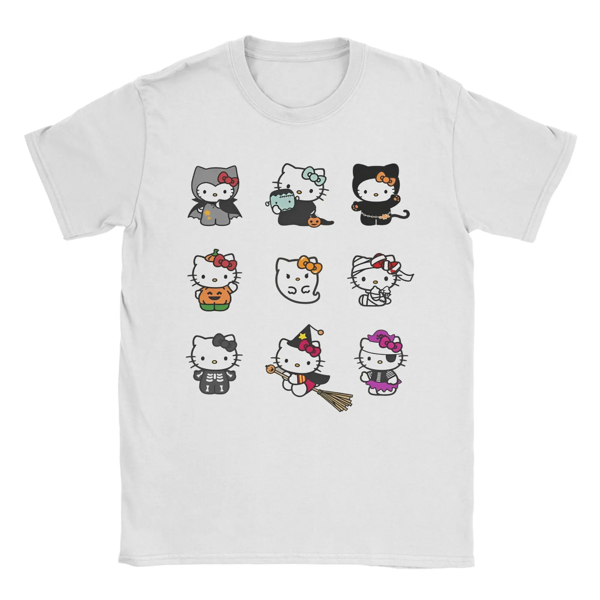 

Мужская футболка Hello Kitty Halloween Ghost, хлопковые новые футболки с круглым воротником, милые забавные футболки, топы с короткими рукавами, оригинальные