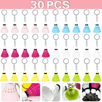 30Pcs 6 Colors Cute Badminton Keychain Keyring Car Holder Bag Pendant Jewelry Gifts Jewelry Key Pendant Chains Charm Keychain