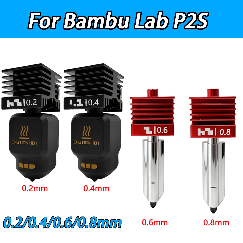 Upgrade P2S X2D Hotend für Bambu Lab P2S H2D H2C Standard Flow Hotend – Hochwertige, schnelle und präzise Druckdüse 0.2 0.4 0.6 0.8