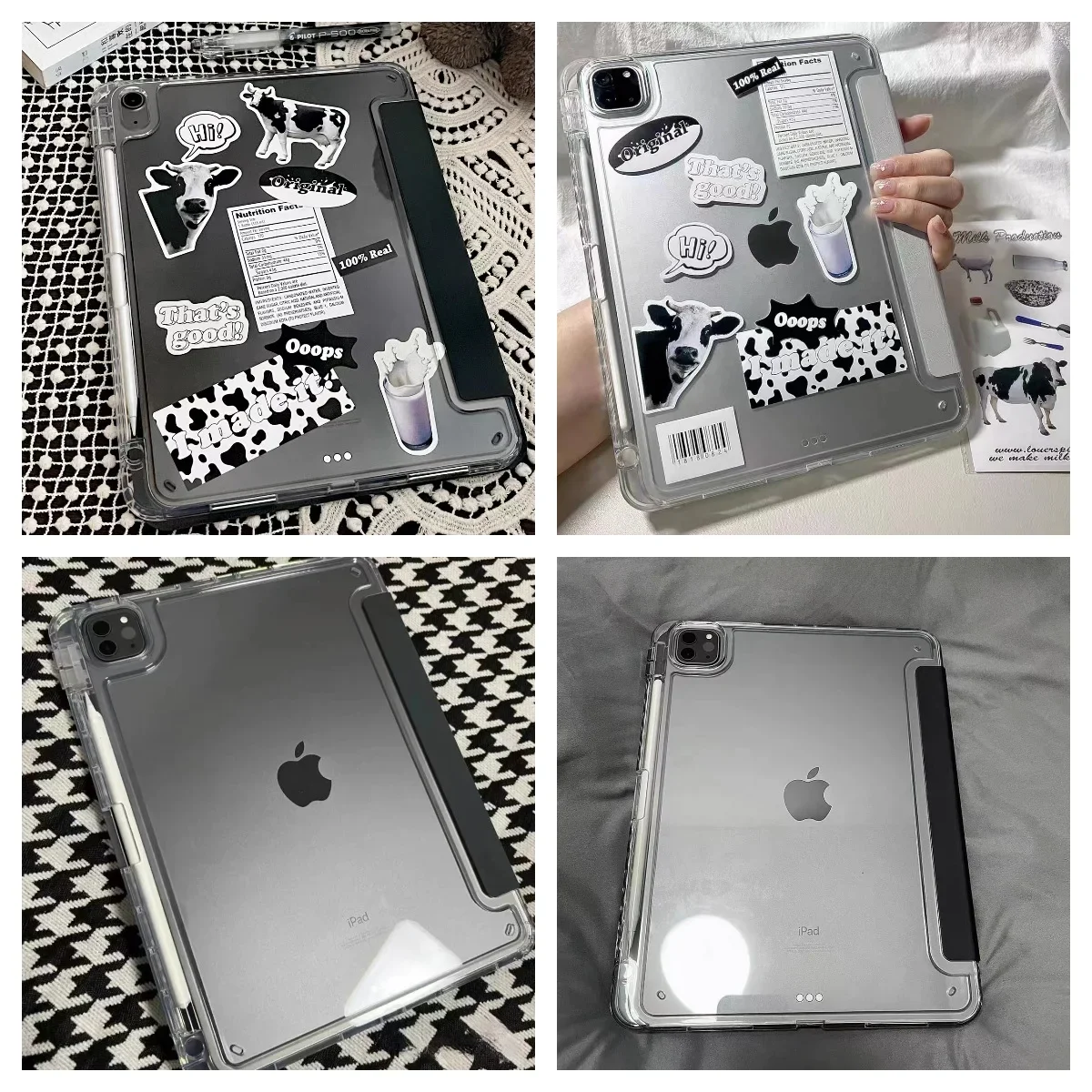 For IPad Tablet Case Pro11 Quality Acrylic Air45 Transparent Pen Slot 2018 10.2 Anti-bending 12.9-inch Hard Cute Sticker Cover