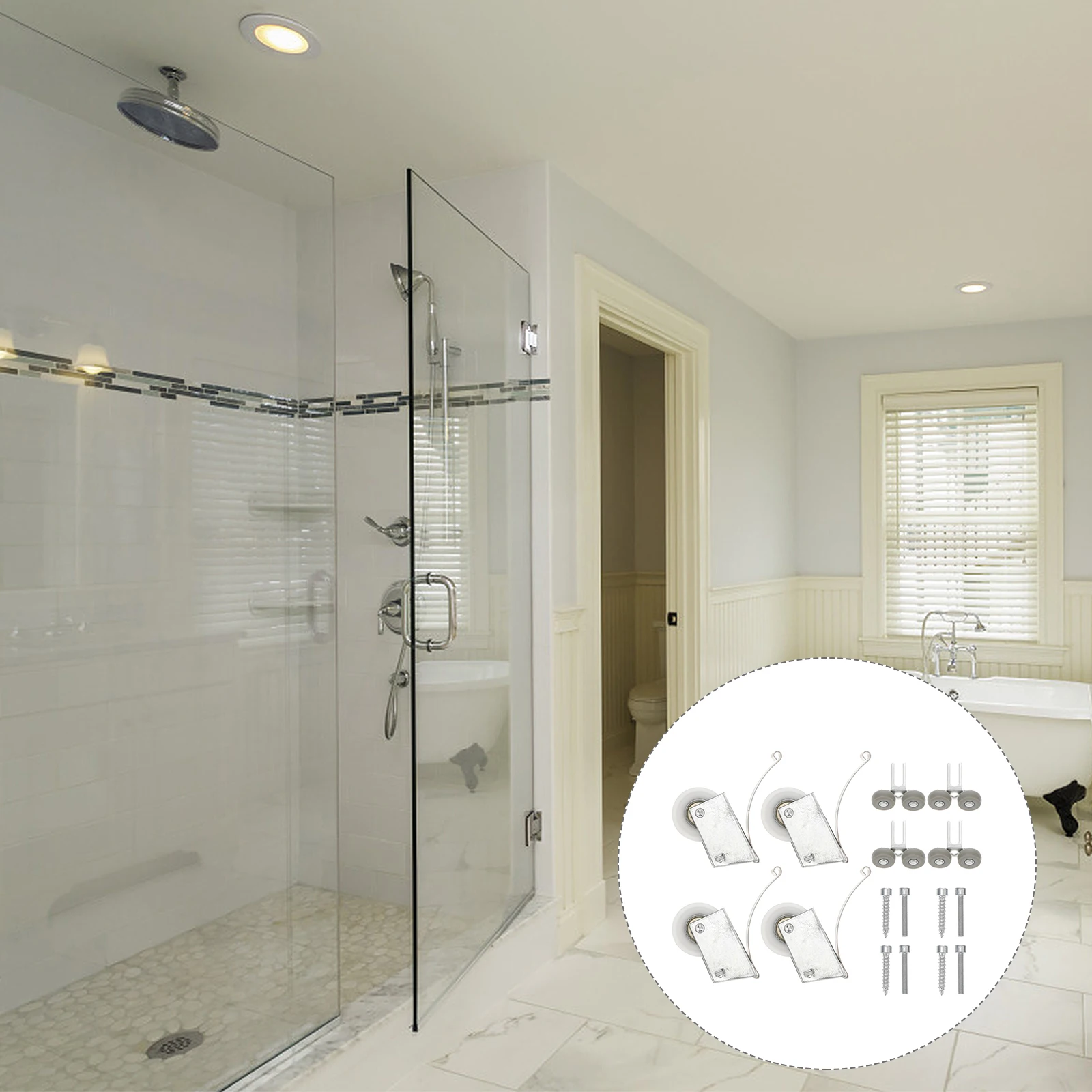 Sliding Door Wardrobe Pulley Roller Kit Stainless Steel Durable Electroplating Surface Wear Resistant Corrosion Smooth Silent