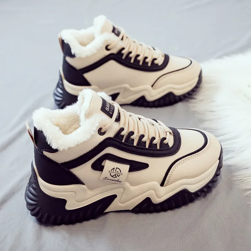 

High Top Cotton Shoes for Women 2025 Winter New Versatile Sports Vulcanized Casual Dad Shoes Platform Sneakers