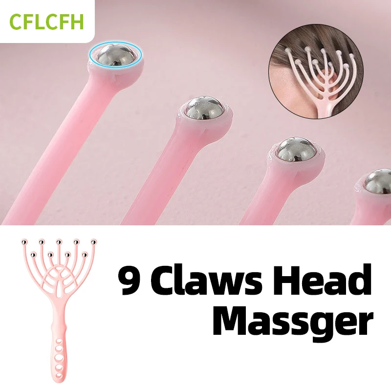 

Head Massger 9 Claws Streamlined Ball Hand Held Stress Relief Aid Hair Scalp Massage Roller Scratching Relaxation Tool