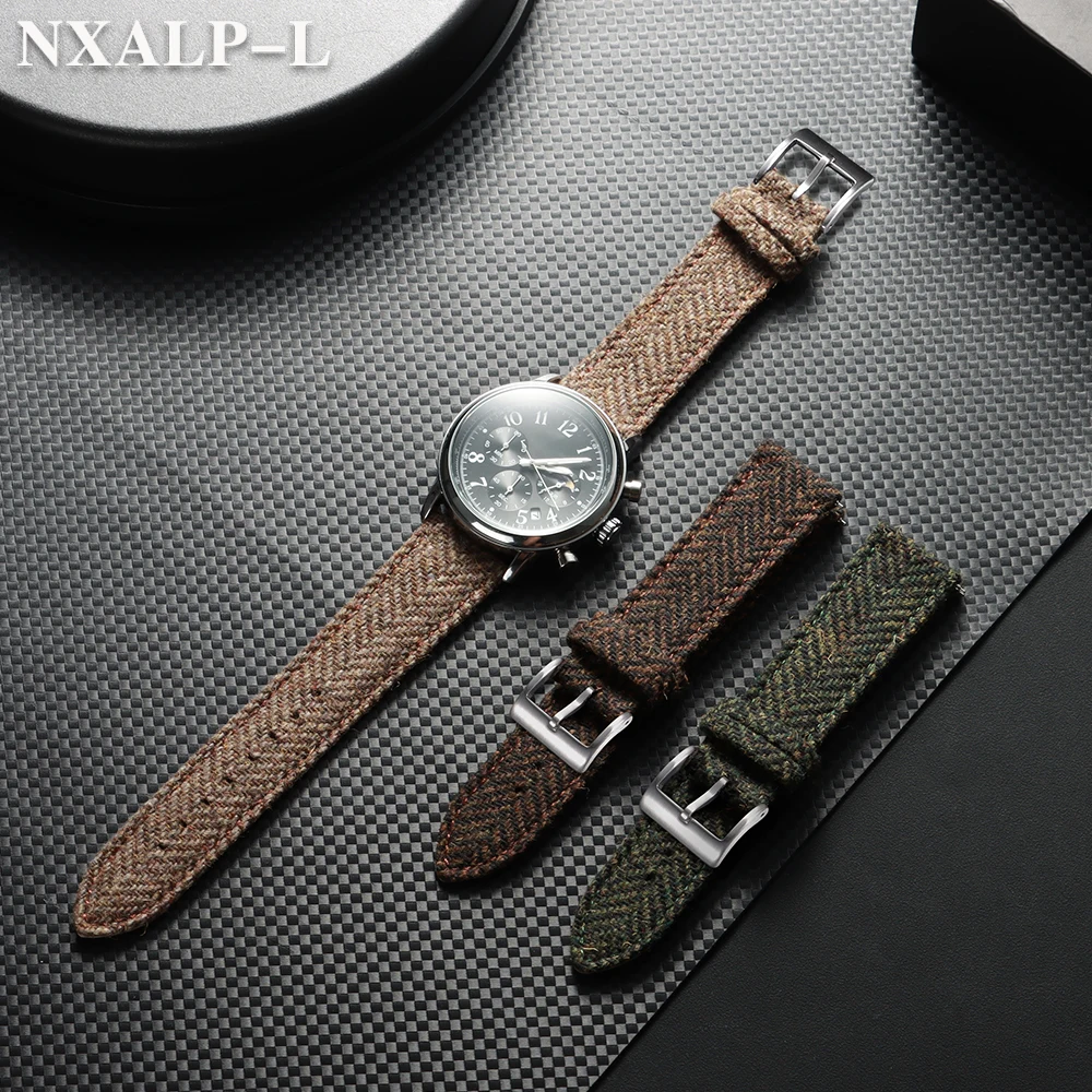 تويد النايلون نسج حزام جلد طبيعي حزام الساعات 18 مللي متر 20 مللي متر 22 مللي متر لأوميغا ل Seiko Smartwatch معصمه الإفراج السريع سوار