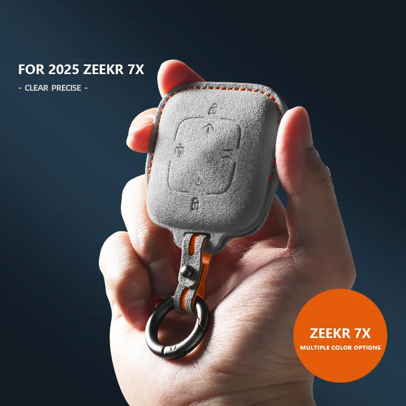 For Zeekr 7x 2025 Bluetooth Car Key Fob Cover Faux Suede Protective Case Dirt Scratch Resistant Soft Touch Accessory Decorative