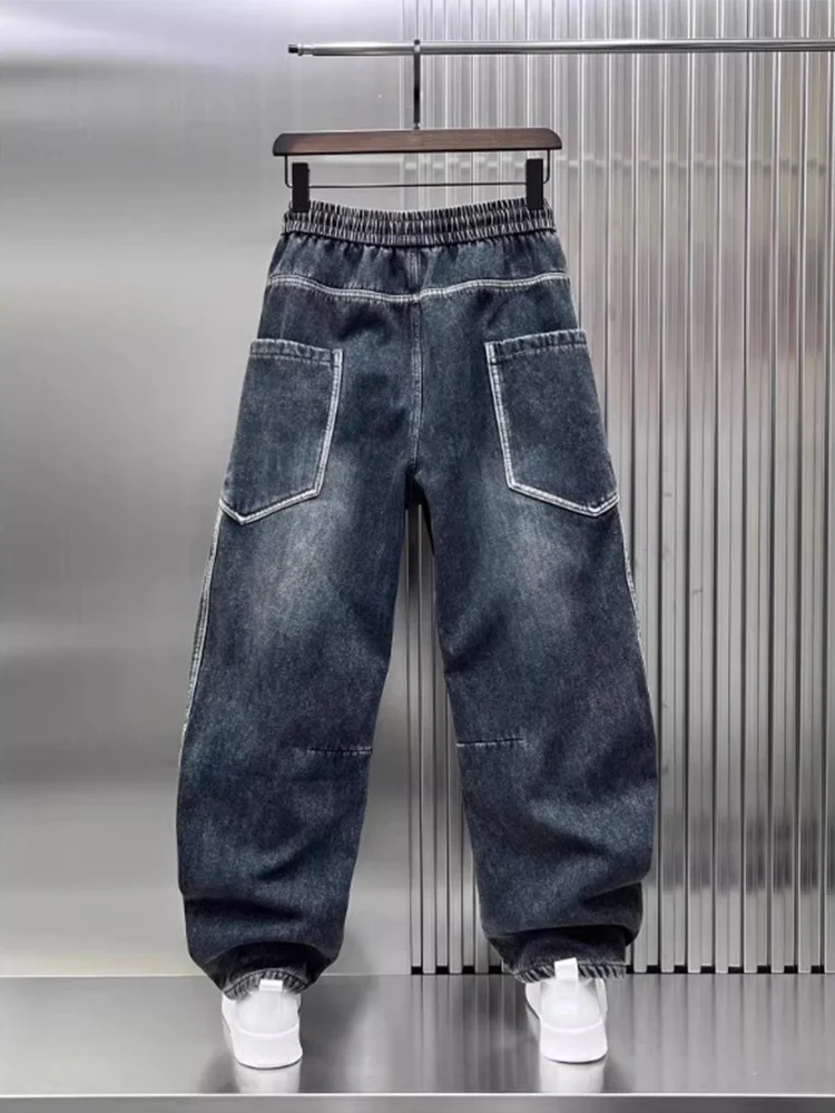 American High Street Knife  Jeans Men Summer 2025 New Loose Cuffed Harlan Casual Pants Retro Versatile Straight Leg Jeans