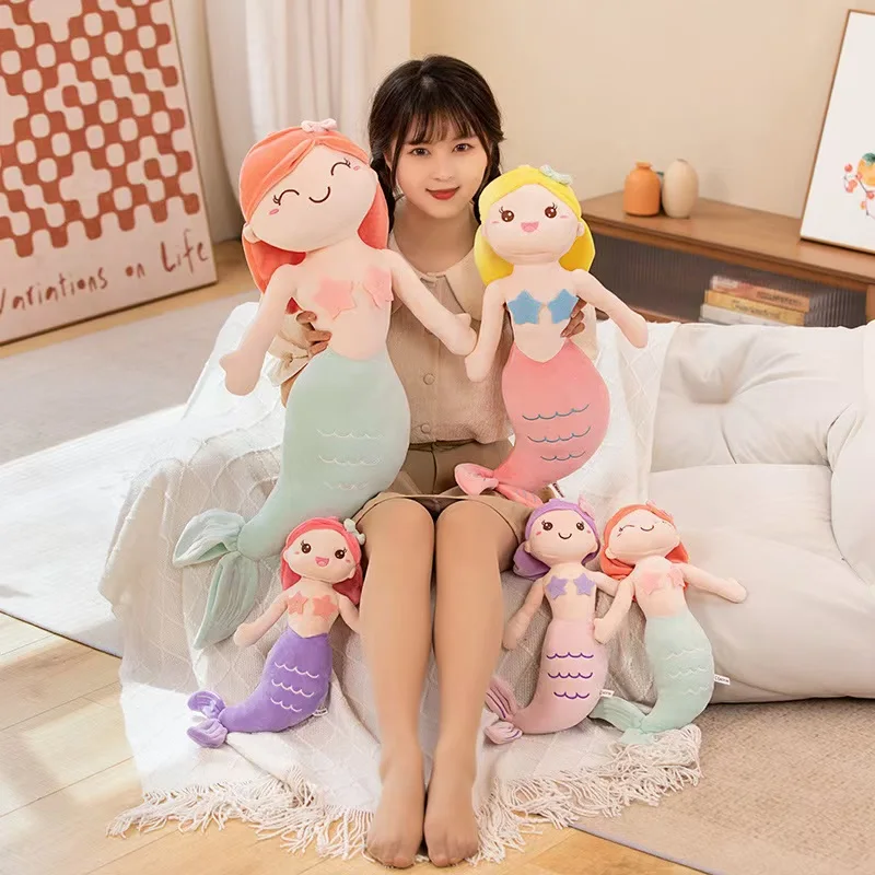 Kawai mermaid plush toy soft animal pillow plush toy cute doll princess doll girl birthday gift home decoration