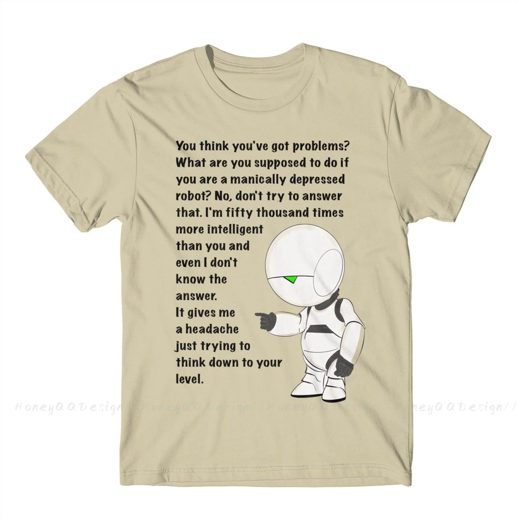 Top Quality Clothing The Hitchhikers Guide T-Shirt For Men Unisex Marvin Problems Depressed Robot Shirt Short Sleeve Oversize