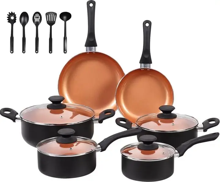 

15PCS Ceramic Pots and Pans Set, Nonstick Cookware Set, Induction Compatible