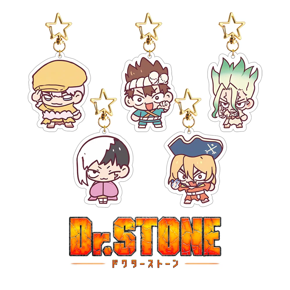Llavero de acrílico de 6 cm de Anime Dr.STONE con personajes de Senku Ishigami, Ooki Taiju y Gen Asagiri, bonito, de dibujos animados, joyería de moda para mochila, ideal para regalo festivo