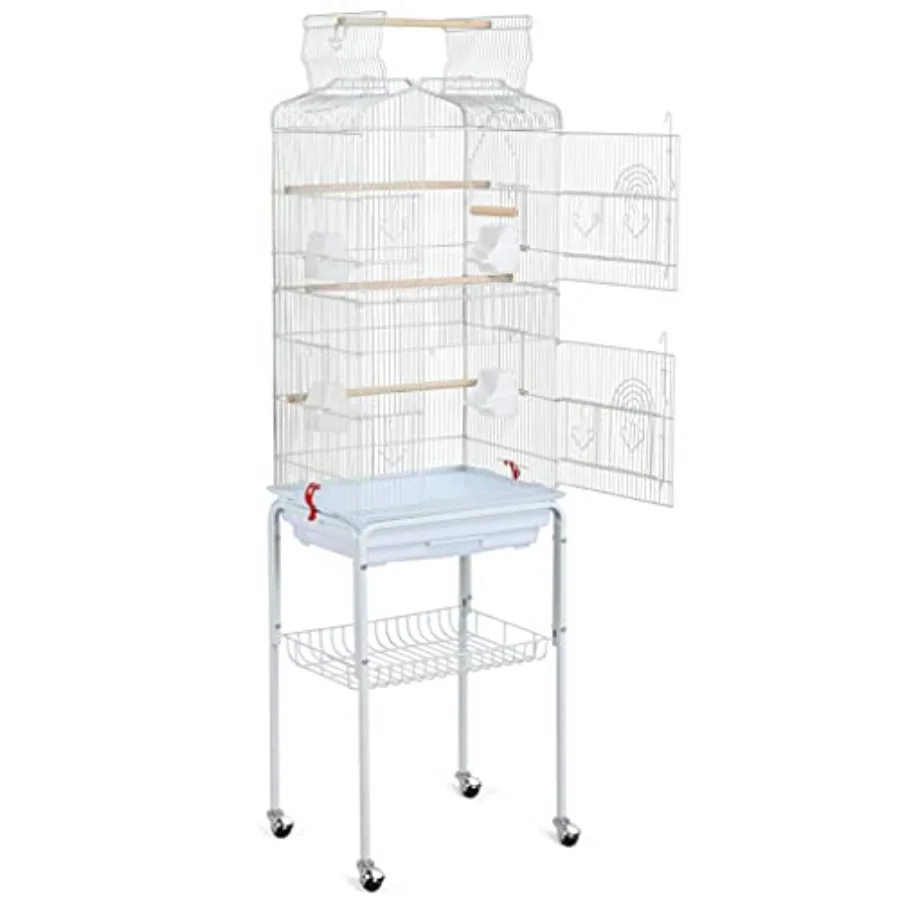 

Open Pay Top Large Parakeet Bird Cage for Small Birds Parrots Budgies Finches Canaries Lovebirds Metal Bird Cage with Rolling S