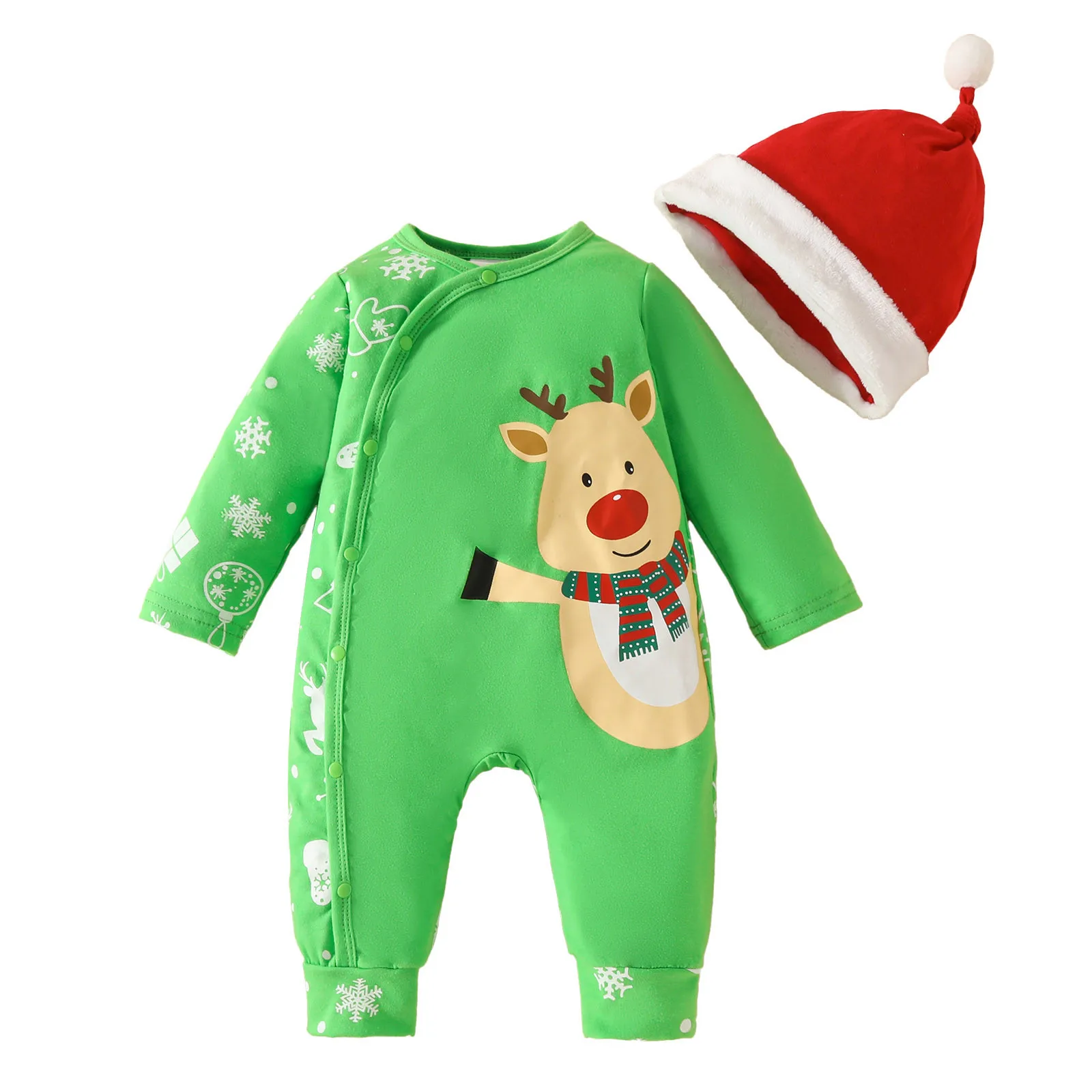 New Year Costume Baby Xmas Jumpsuit My First Christmas Clothes For Baby Cartoon Deer Romper For Newborns Prints Clothes Gift