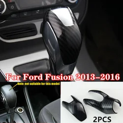 2pcs/set ABS Carbon Fiber Inner Gear Shift Knob Cover Trim For Ford Fusion 2013 2014 2015 2016