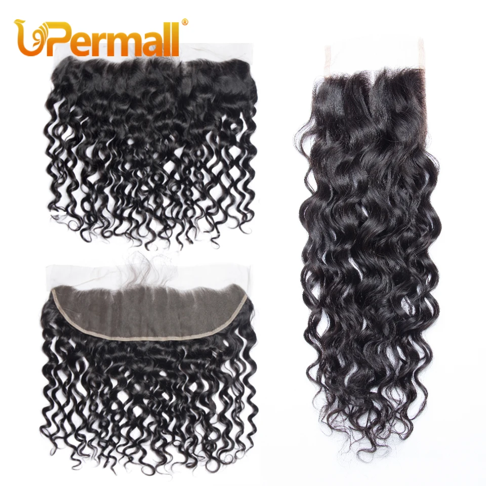 Upermall-Cabello humano brasileño Remy para mujeres negras, encaje Frontal y HD transparente, cierre suizo 4x4, predesplumado, 13x4