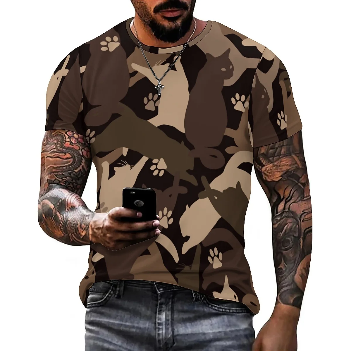 

Winter Loungewear Colorful Men's 3D Printed Short-Sleeve T-Shirt - Top