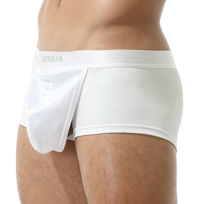 

Men's Open Front Boxer Shorts with Crotch Hole Sexy Bulge Pouch Underwear Breathable Gay Underpants Lingerie Comfort Panties