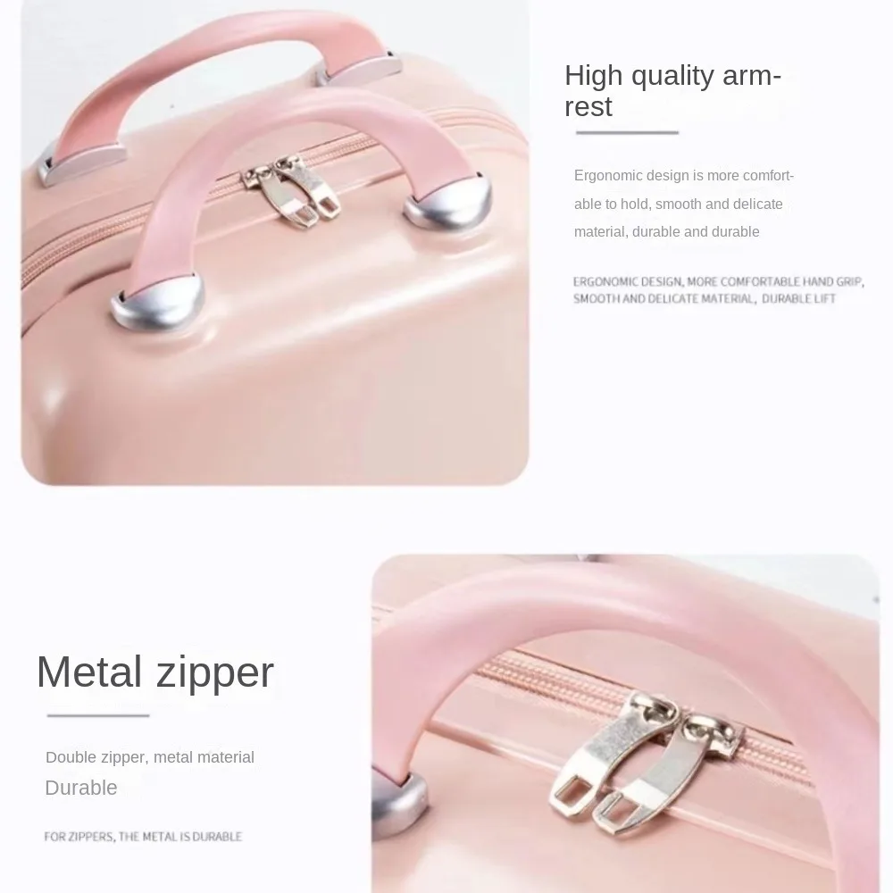 14 Inch Handheld Zipper Luggage ABS Waterproof Travel Suitcases Portable Mini Luggage Storage Boxes Makeup Suitcase Kids Luggage