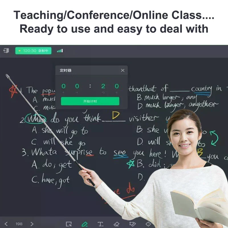 

Universal Retractable Double Nib Mesh Fiber Touch Screen Stylus Pen Teacher Pointer For Phone Tablet Telescopic Rod Meeting Tool