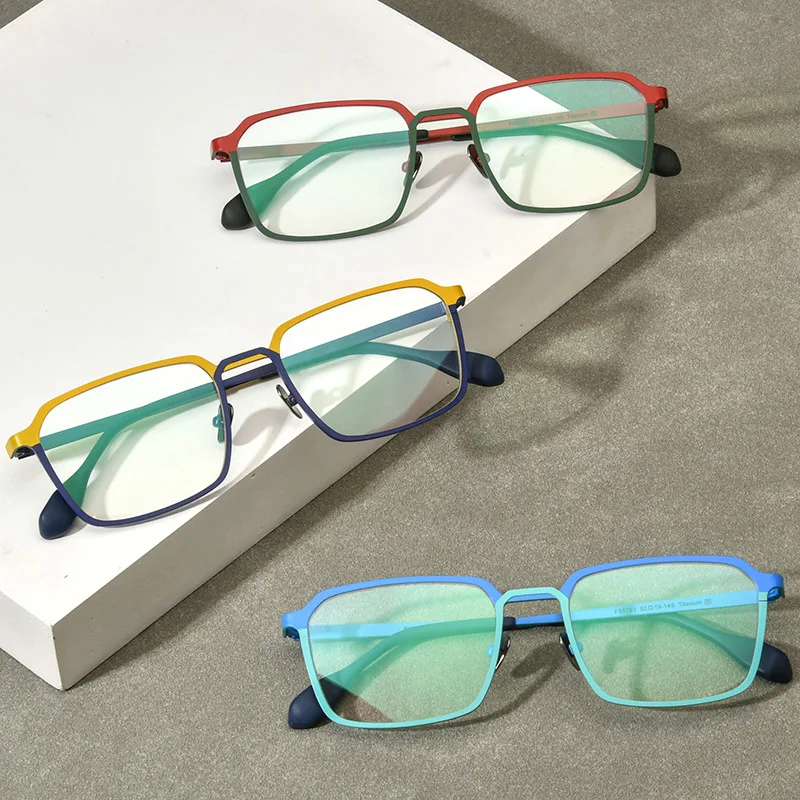 Pure titanium glasses frame fashion flat mirror square retro optical glasses frame can be matched with glasses