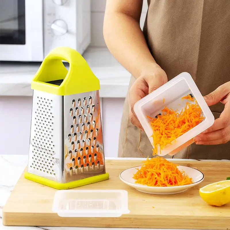 Stainless Steel 4 Sided Blades Household Box Grater Slicer for Fine Medium and Coarse Grate and Slicing Kitchen Tools Manual Che