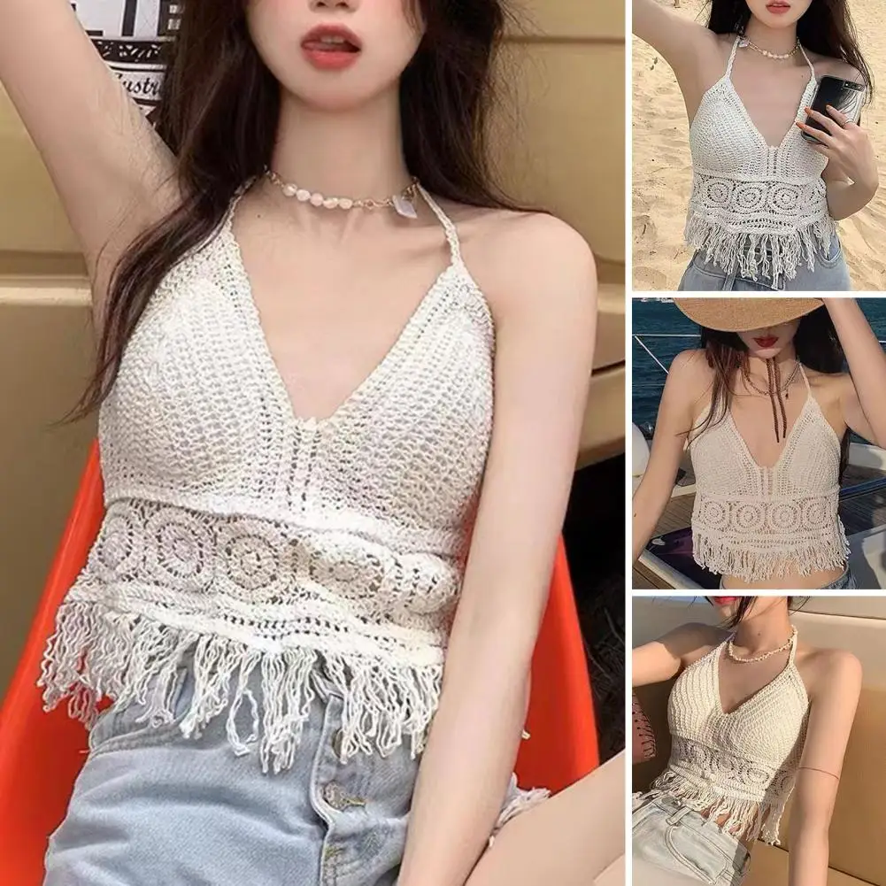 Woman Sexy Top Crochet Tank Tops Women Corset Femme Tanks Crop Camisole Japanese Fashion Knit Built In Bra Dropshipping