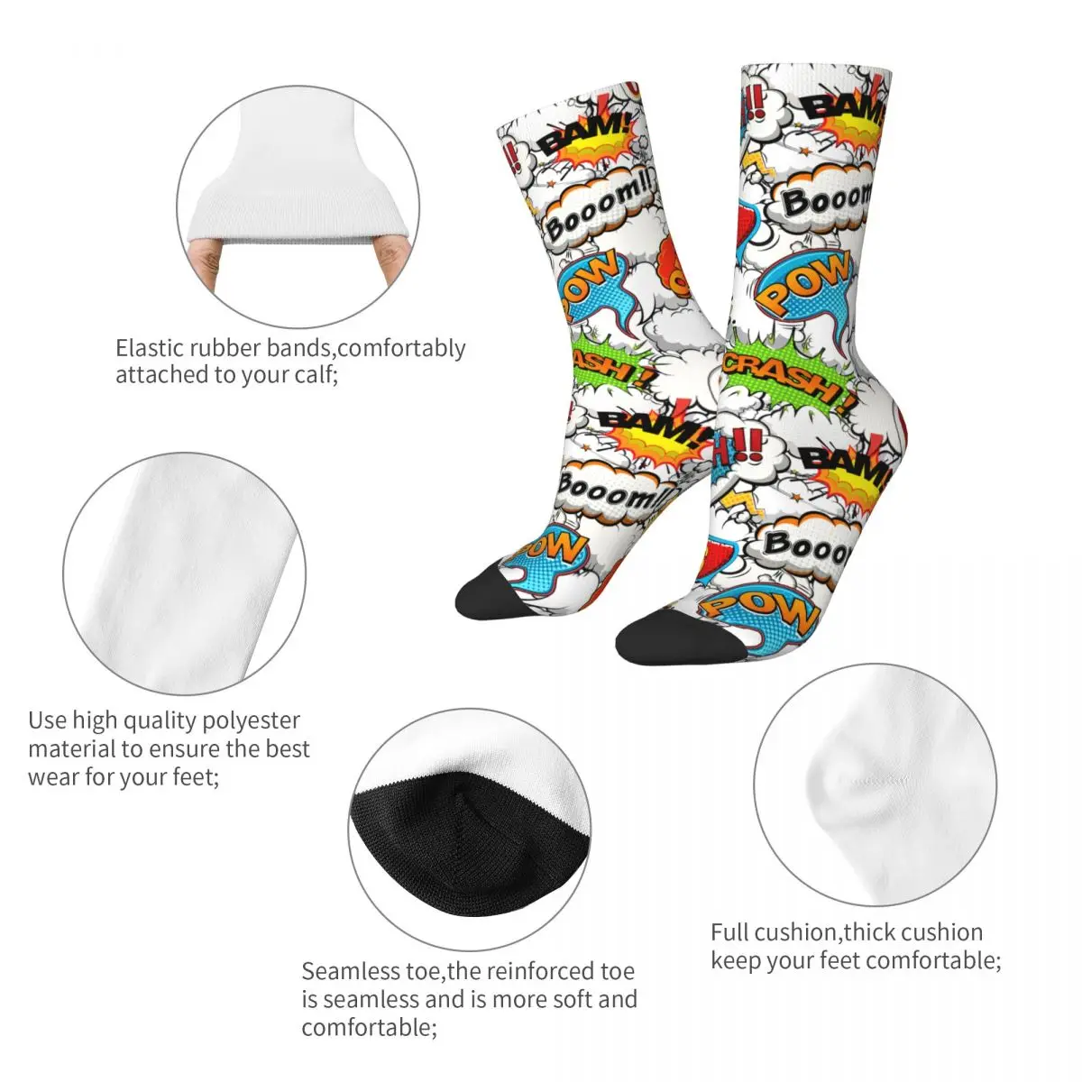 Colorful Comics Bright Speech Bubbles Socks Male Mens Women Winter Stockings Harajuku