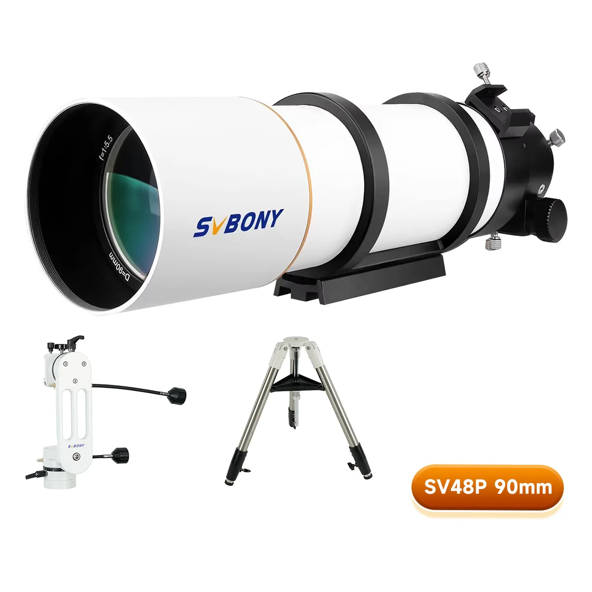 Telescopio Astronómico Svbony SV48P con Apertura de 102mm/90mm, Enfocador de Doble Velocidad, Refractor para Astrofotografía del Cielo Profundo