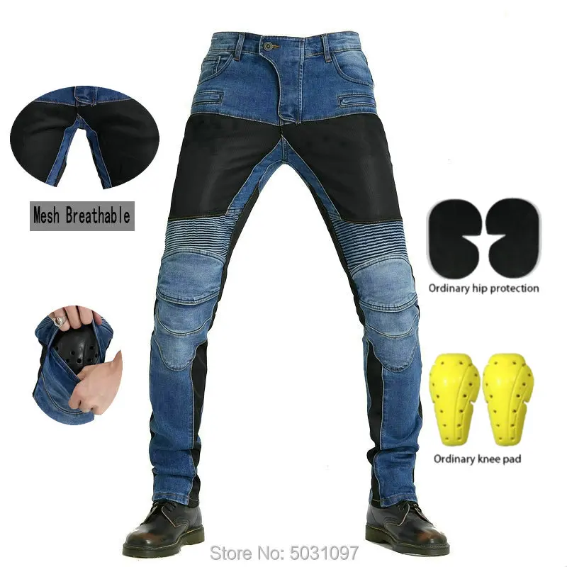 

Volero Motorcycle Summer Riding Jeans Motocross Mesh Breathable Protection Pants Locomotive Casual Little Slim Protect Trousers