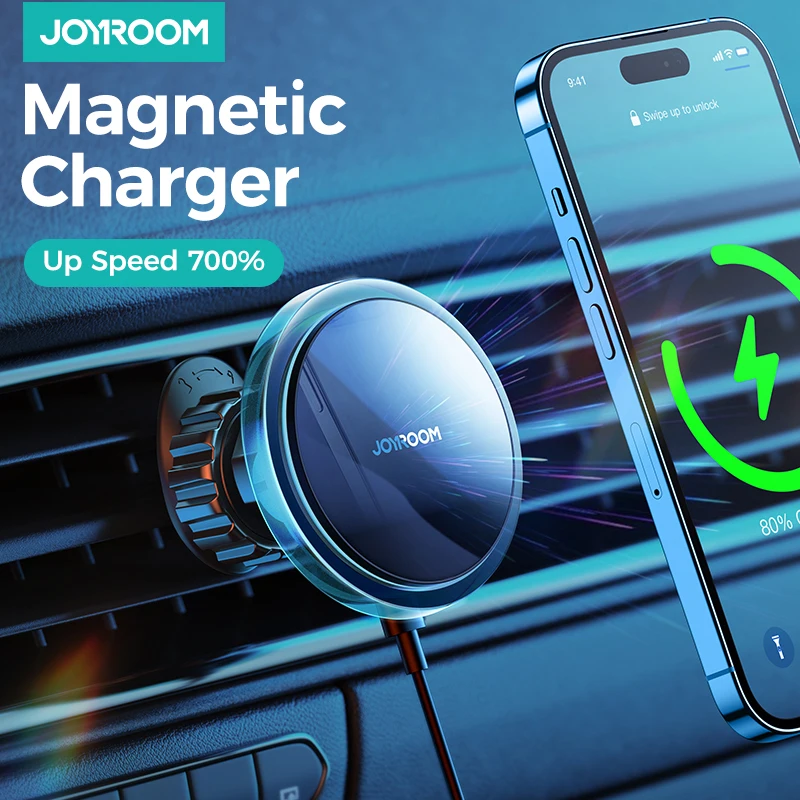 

Joyroom 15W Magnetic Car Phone Mount Holder Fast Charging Wireless Charger For iPhone 15 14 13 Pro Max Car Charger Holder