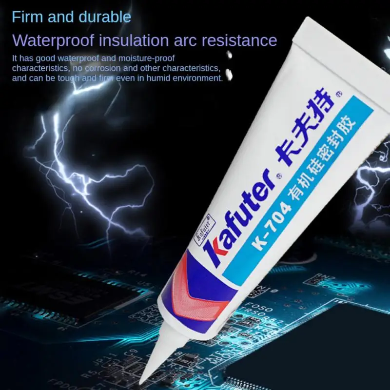 1PC Waterproof and High-temperature Kafuter K-704 704B White Balck Transparent Silicone Industrial Adhesive 45g 50g Sealing Glue