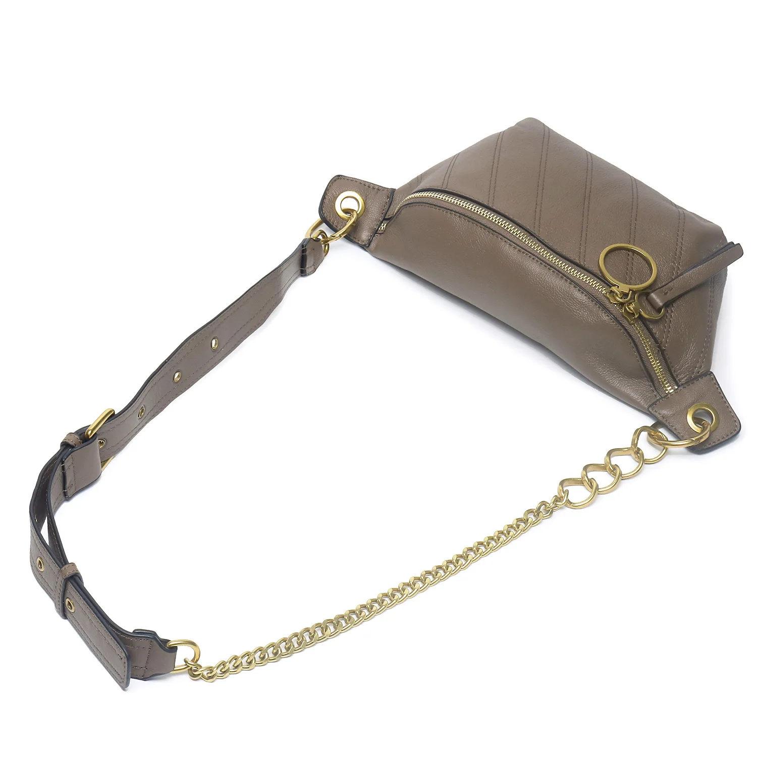New Vintage Genuine Leather Fanny Packs For Women Fashionable Chain Waist Bag Female Waist Pack Ladies Chains Crossbody Bags