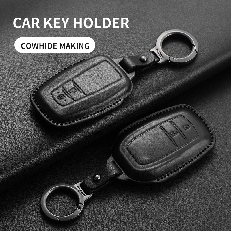 

Leather Car Remote Key Fob Casing Keychain Cover for Toyota Highlander Wildlander Camry Corolla CROWN KLUGER