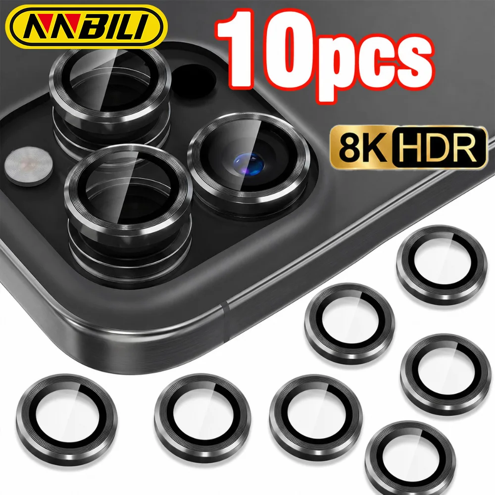 Image of NNBILI 10 Stück Schwarze Ultra HD Vollabdeckende Kameralinsen-Schutzfolie für iPhone 18 17 16 15 14 13 12 11 Pro Max 14 15 16 Plus 18