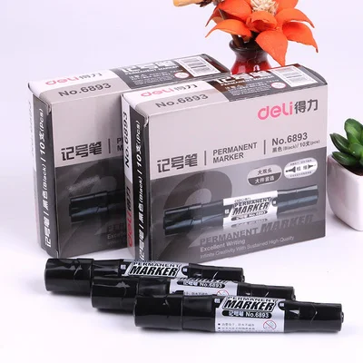 

Double Head Marker Pen 10 PCS Per Box Office Supply Does Not Fade Oily Waterproof Big Head Pen Logistics Mark Pen Stationery