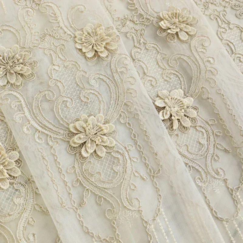 الحديثة الخفيفة الفاخرة المطرزة تول الشمال الكلاسيكية الدافئة اللون نمط الستائر لغرفة المعيشة غرفة نوم الطعام دراسة ديكور 커튼 #4