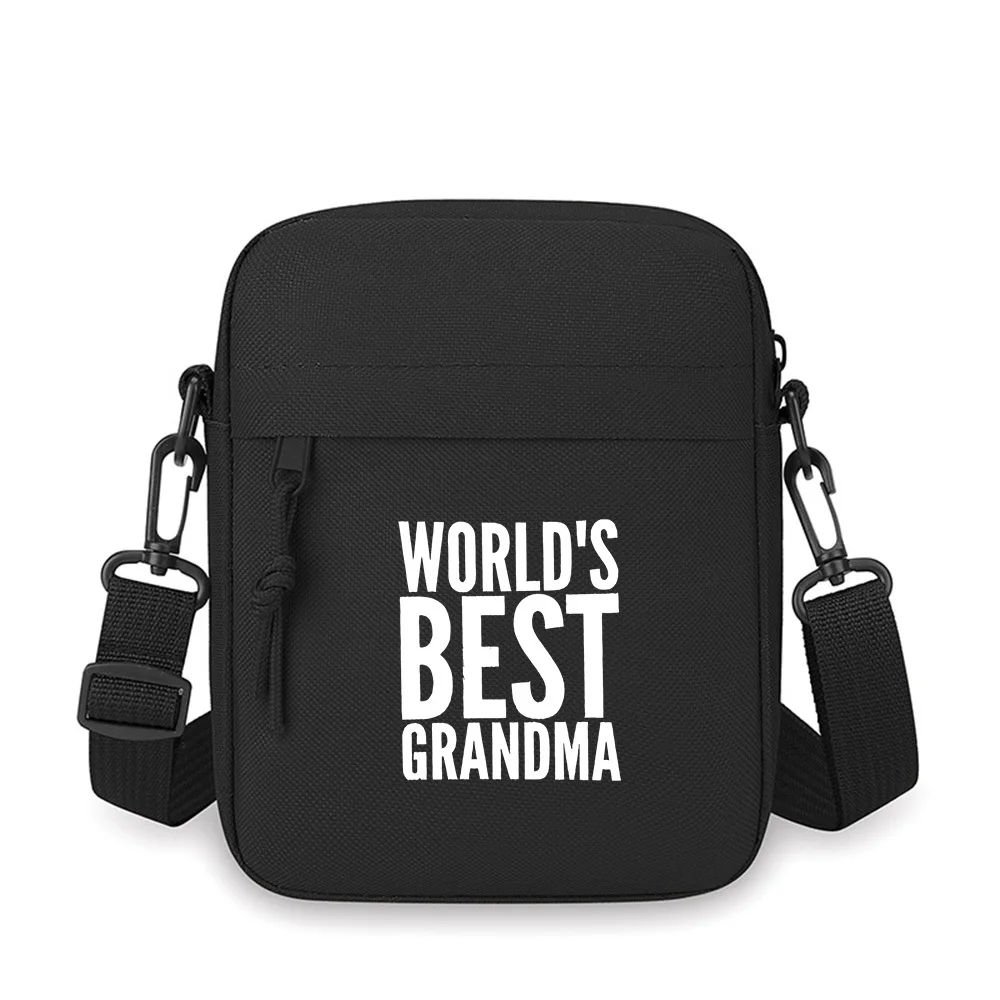 

World's Best Grandma text white black Men Crossbody Bag Single Shoulder Women Cartoon Anime Film Printing Design Unisex