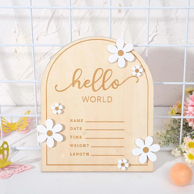 

Cute Announcement Sign With Brace Birthday Announcement Sign Wooden Shower Announcement Sign Hello World Sign, Milestone Cards